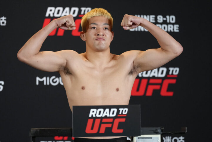 ROAD TO UFC:公式計量に臨んだ鹿志村仁之介【シンガポール・シンガポール/2022年6月8日(Photo by Jeff Bottari/Zuffa LLC)】